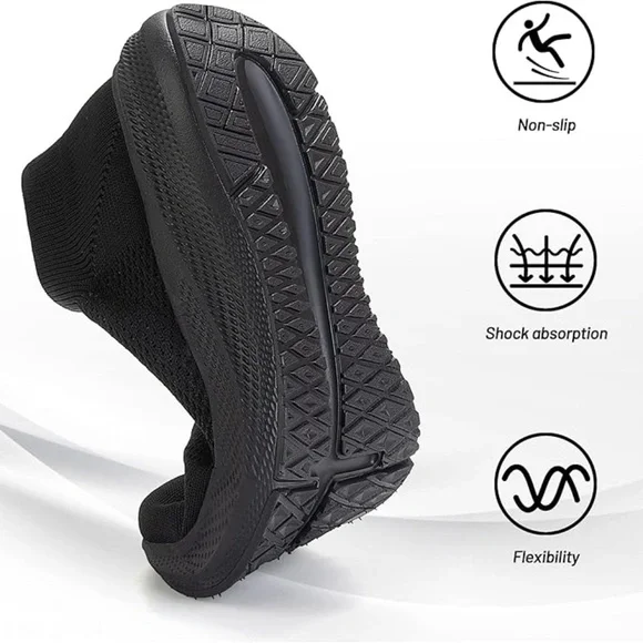 Womens Slip on Walking Shoes Comfort Lightweight Breathable Sock Shoe Non-Slip M - Picture 4 of 5